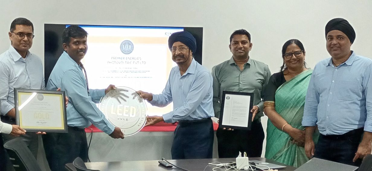 Premier Energies facility becomes the first LEED Gold rated solar cell and module manufacturing facility in INDIA - Certified by US Green Building Council (USGBC)